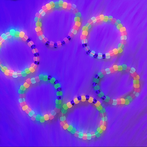 SIX  PLUR Glow in the Dark PLUR Bracelets - Picture 2 of 2